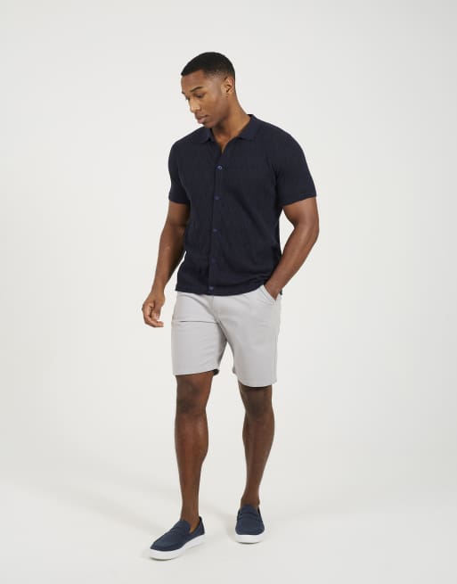Brave Soul - Gebreide polo in marineblauw, 3 van 4