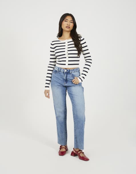 Brave Soul – Gerade geschnittene Jeans in Mittelblau mit mittelhohem Bund - view 1