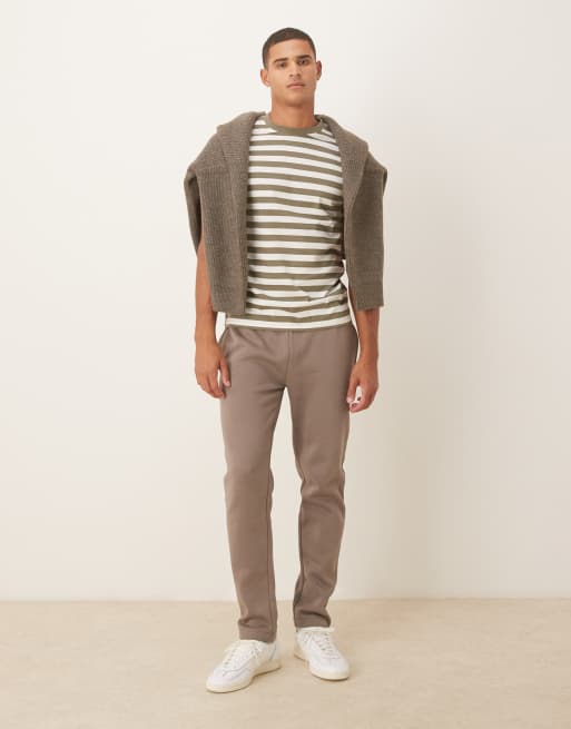 Brave Soul – Gerade geschnittene Jogginghose in Taupe mit offenem Saum, 2 von 5