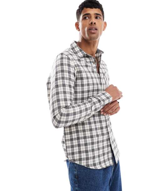 Brave Soul - Geruit overhemd in wit en zwart - view 1