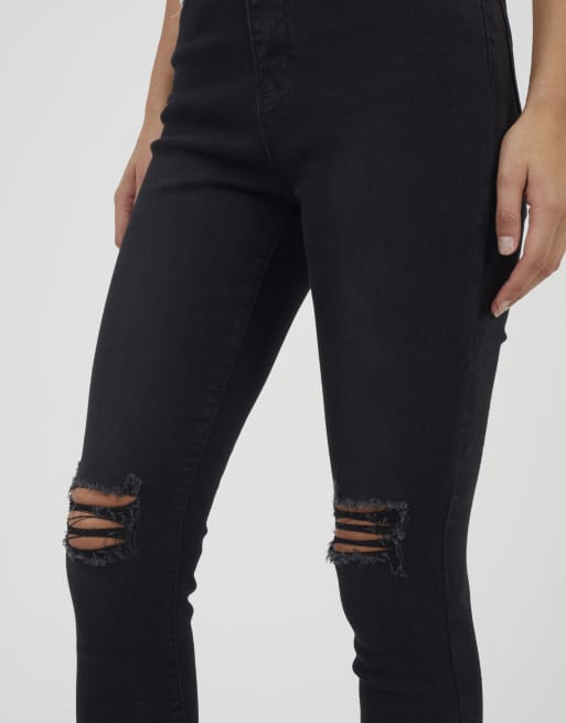 Brave Soul - Gescheurde skinny jeans in zwart, 3 van 4