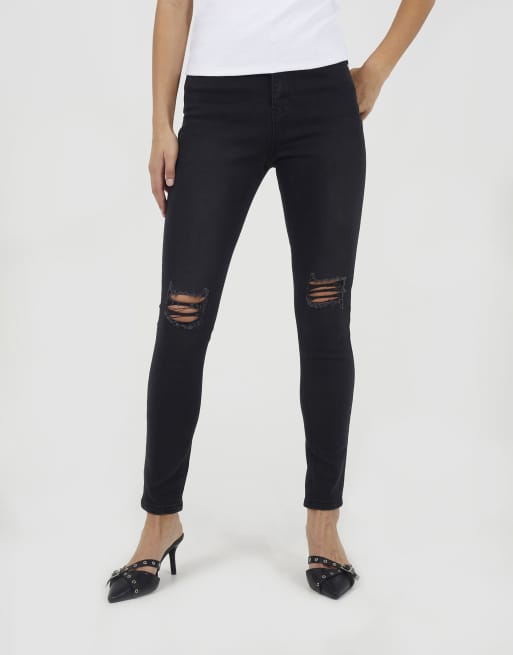 Brave Soul - Gescheurde skinny jeans in zwart, 4 van 4