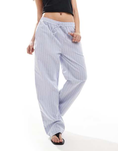 Brave Soul - Gestreepte broek met elastische taille in blauw - view 1