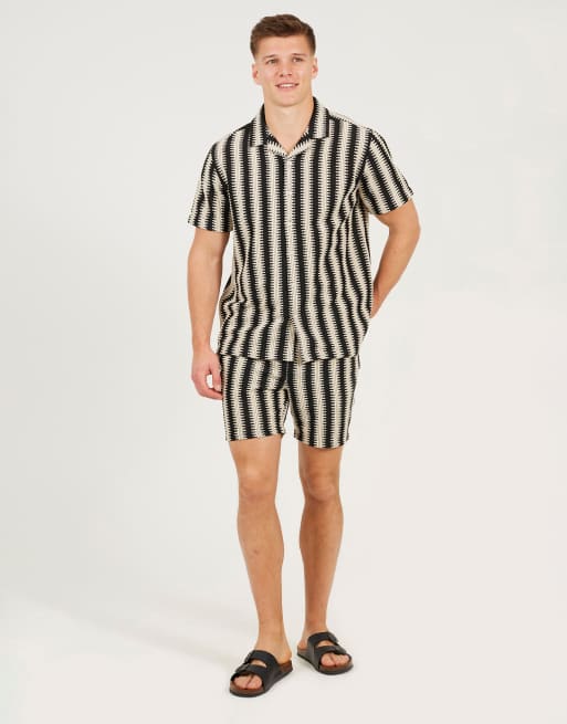 Brave Soul - Gestreepte short in zwart, 3 van 4