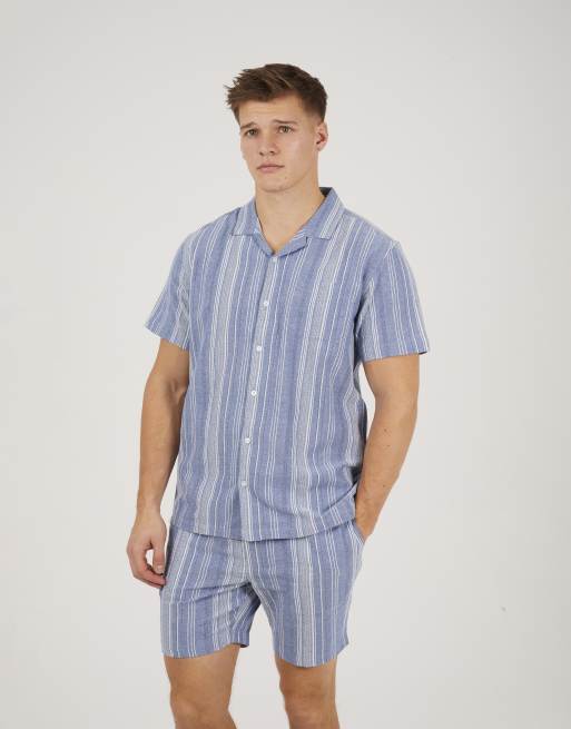 Brave Soul – Gestreifte Shorts aus Baumwolle in Blau, 3 von 3