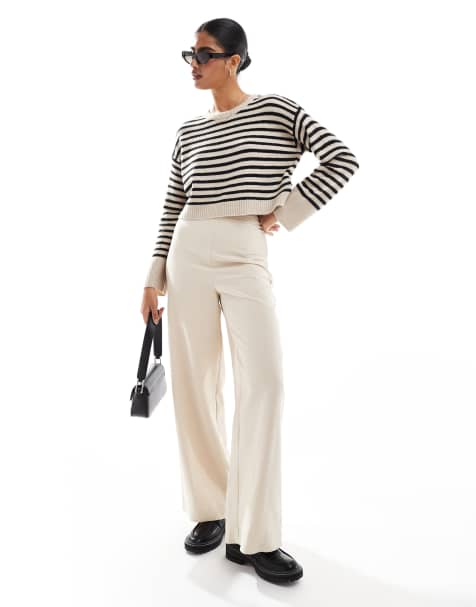 Brave Soul – Gestreifter Strickpullover in neutralem Farbton mit U-Ausschnitt - view 1