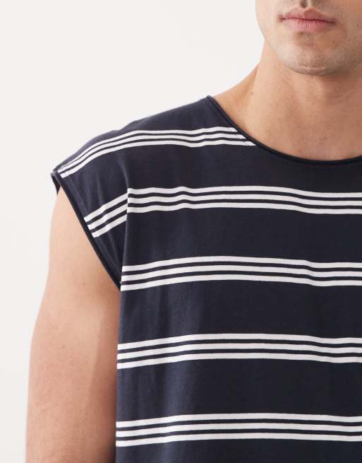 Brave Soul – Gestreiftes Oversize-Tanktop in Marineblau und Weiß, 3 von 5