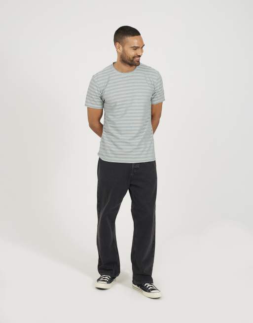 Brave Soul – Gestreiftes T-Shirt in Grün mit Rundhalsausschnitt, 3 von 4