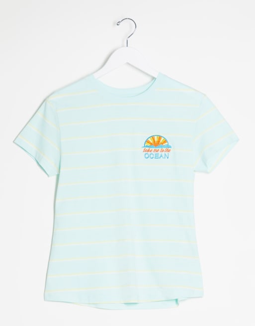 Brave Soul Gestreiftes T Shirt Mit Besticktem Aufnaher Evesham Nj