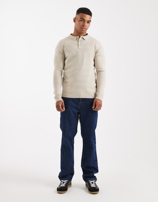 Brave Soul – Gestricktes Polohemd in Steinbeige, 2 von 5