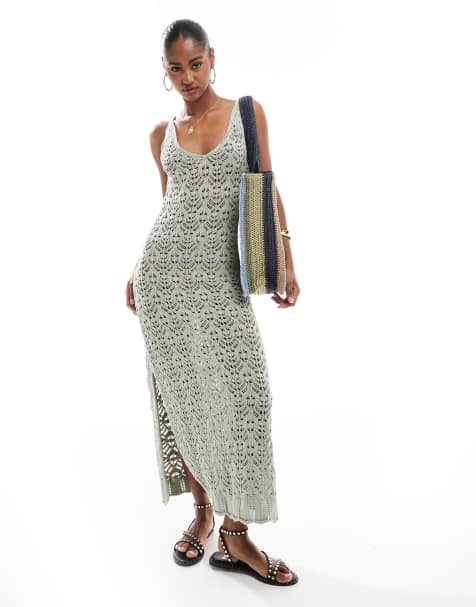 Brave Soul – Gestricktes Strandkleid in Salbeigrün - view 1