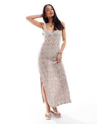 Brave Soul - Gestricktes Strandkleid in Steinbeige-Neutral