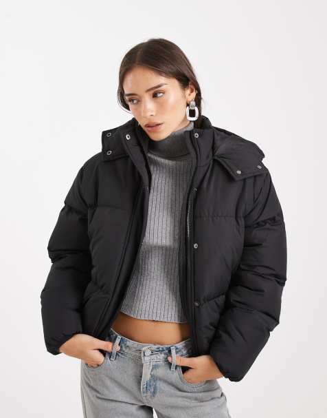 Brave Soul - Gewatteerd jack met capuchon in zwart - view 1