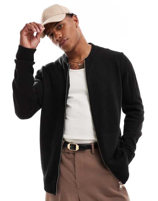 Brave Soul - Giacca bomber nero in maglia pesante