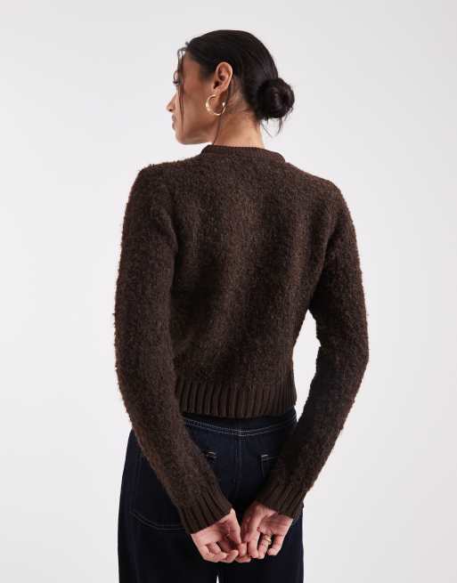 Brave Soul - Gilet à boutons contrastants et poche - Marron chocolat, 4 de 4