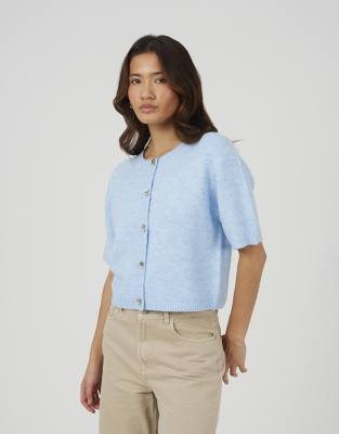 Gilet à manches courtes en maille de jersey - Bleu 42