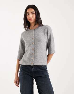 Gilet décontracté en maille à manches courtes - Gris S