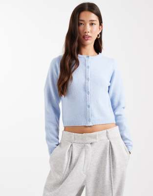 Gilet doux ras de cou en maille - Bleu clair L