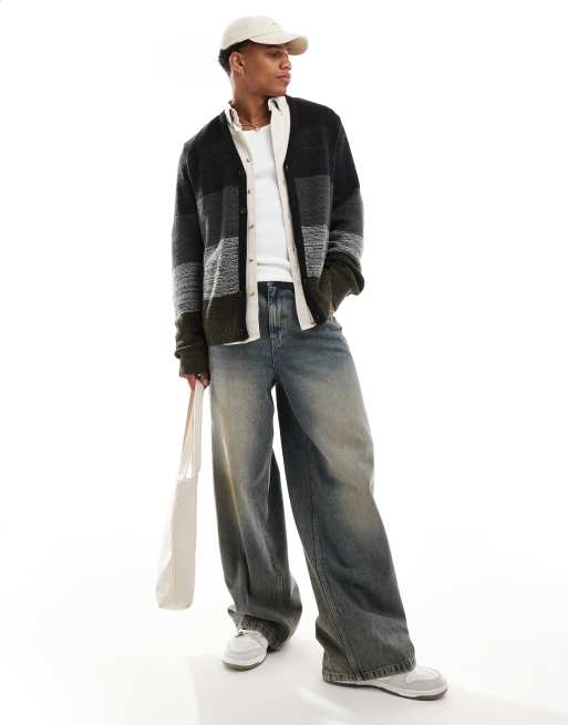 Brave Soul - Gilet en maille color block - Noir et gris