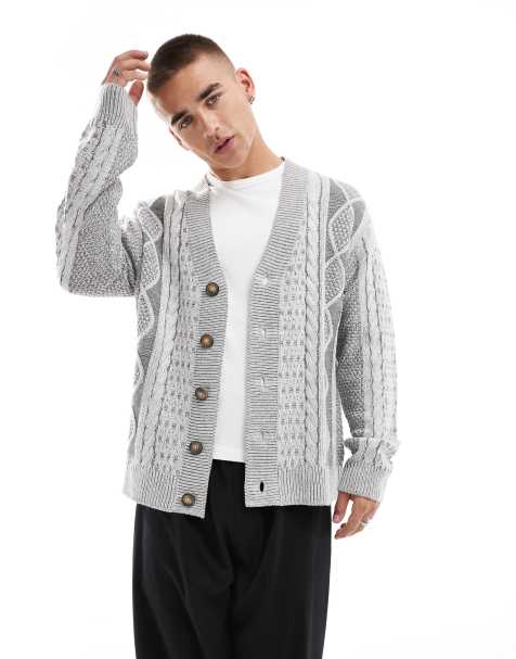 Brave Soul - Gilet en maille torsadée - Gris clair - view 1