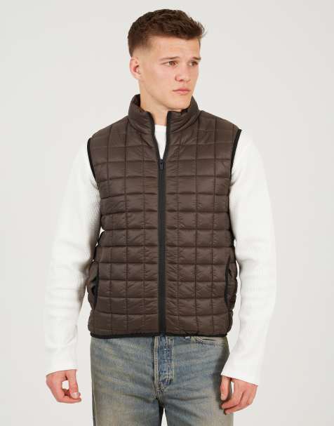 Brave Soul - Gilet trapuntato con imbottitura leggera a quadri marrone scuro - view 1