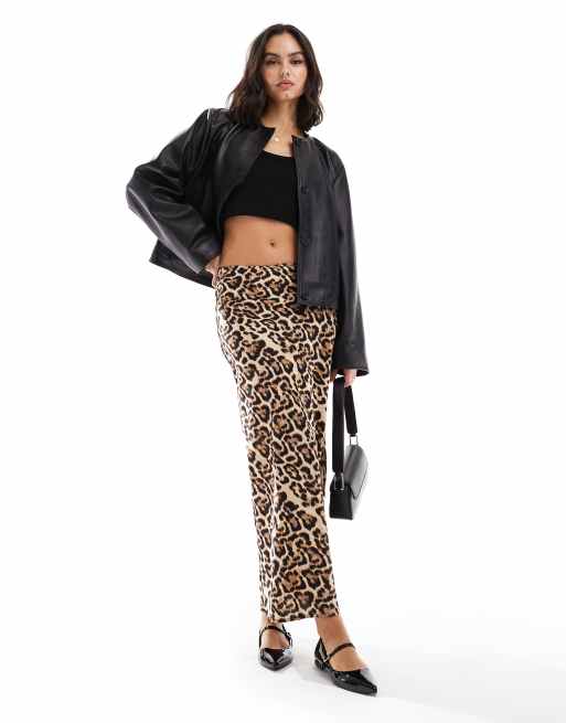 Brave Soul - Gonna lunga in raso con stampa leopardata
