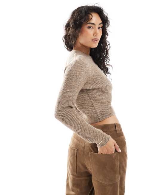 Brave Soul - Gråbrun patentstrikket cardigan, 3 af 4