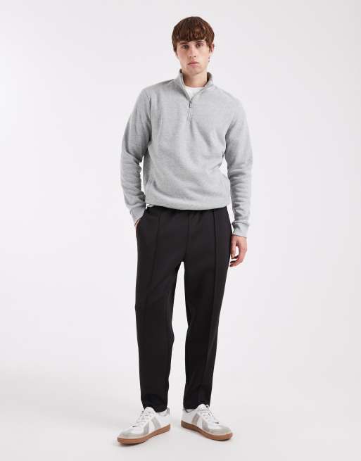 Brave Soul – Gråmelerad sweatshirt med kvartslång dragkedja och ståkrage, 2 av 5