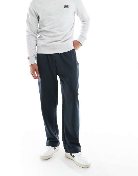 Brave Soul wide leg joggers with drawcord waist in navy