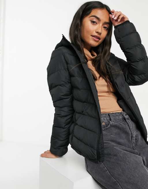 Brave Soul puffer jacket with hood in black