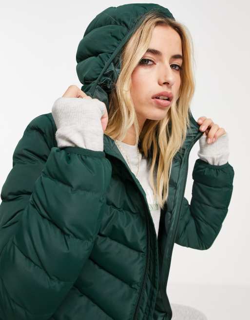 Brave Soul grant hooded puffer jacket in forest green