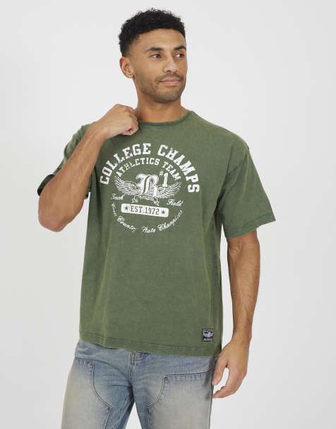 Brave Soul Graphic t-shirt in dark green - view 1