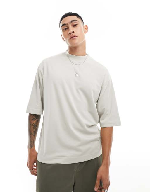 Brave Soul – Gruby jasnoszary T-shirt oversize
