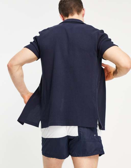 Brave Soul - Gule og marineblå badeshorts med farveblok, 2 af 4