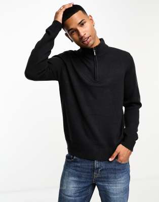 Brave Soul Brave Soul half zip jumper in dark navy