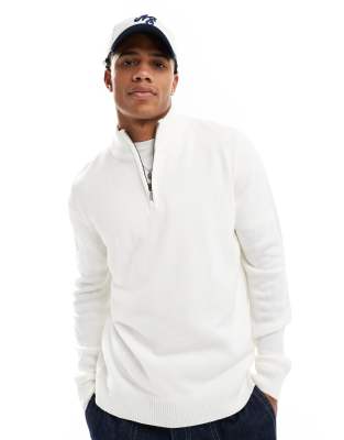Brave Soul Brave Soul half zip jumper in vintage white