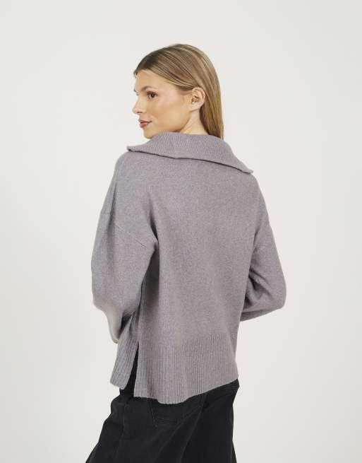 Brave Soul Half zip knitted jumper in grey, 2 of 4