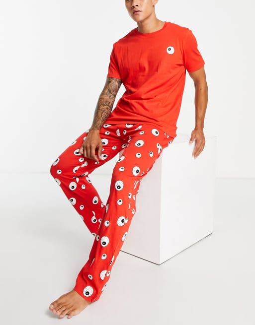 Brave Soul halloween eyeball pyjama set in red