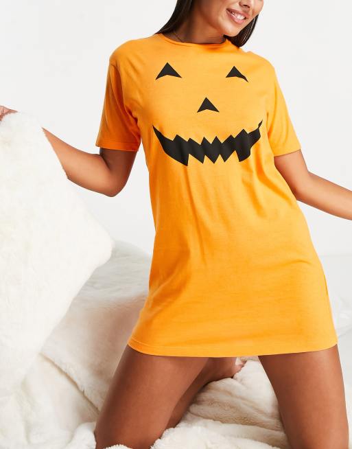 ASOS DESIGN halloween satin boxer with pumpkin print