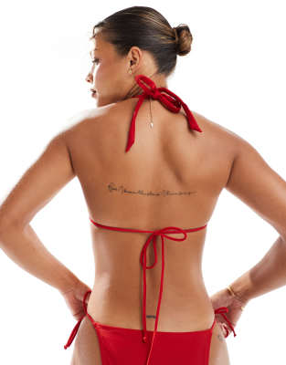 Brave Soul Halter Neck Bikini Top In Red