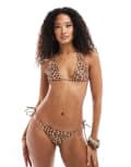 [Brave Soul] Brave Soul halterneck bikini top in leopard print-Brown XL LEOPARD