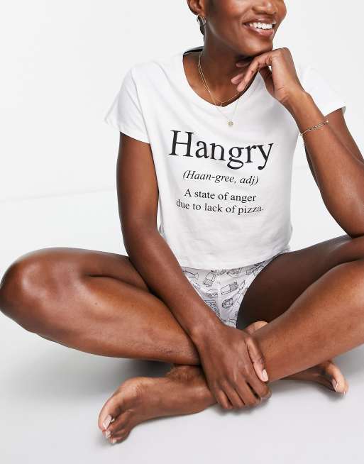 Brave Soul 'hangry' short sleeve pyjamas set