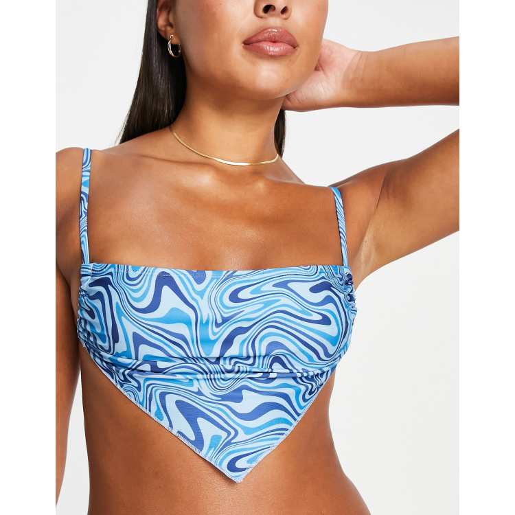 Handkerchief Tankini Top  Strapless Hanky Hem Bandeau Bikini Top