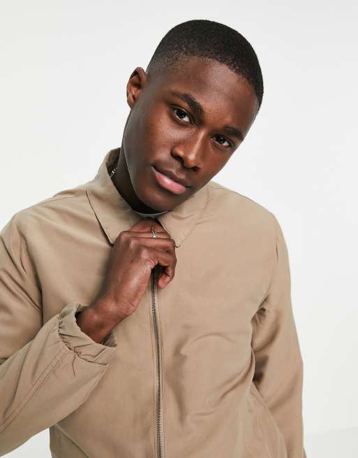 Brave Soul Harrington Jacke in Stein ASOS