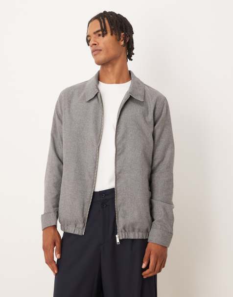Brave Soul Harrington style zip through jacket in grey - view 1