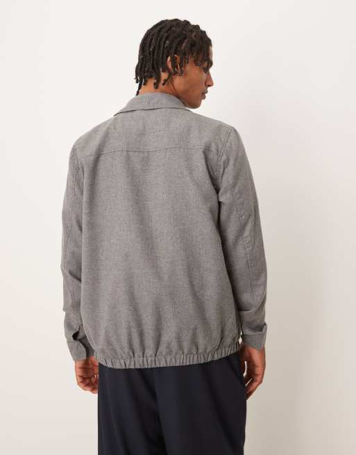 Brave Soul Harrington style zip through jacket in grey, 3 of 5