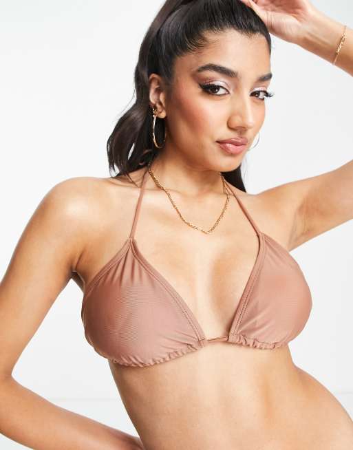 Brave Soul - Haut de bikini triangle noué dans le dos - Marron, 2 de 4