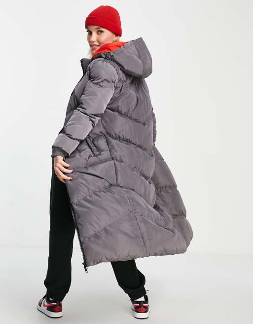 Brave Soul hawaii long chevron puffer coat