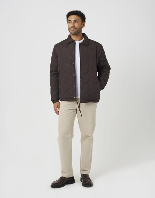 Brave Soul Heat seal padded coach style jacket in brown, 3 of 4