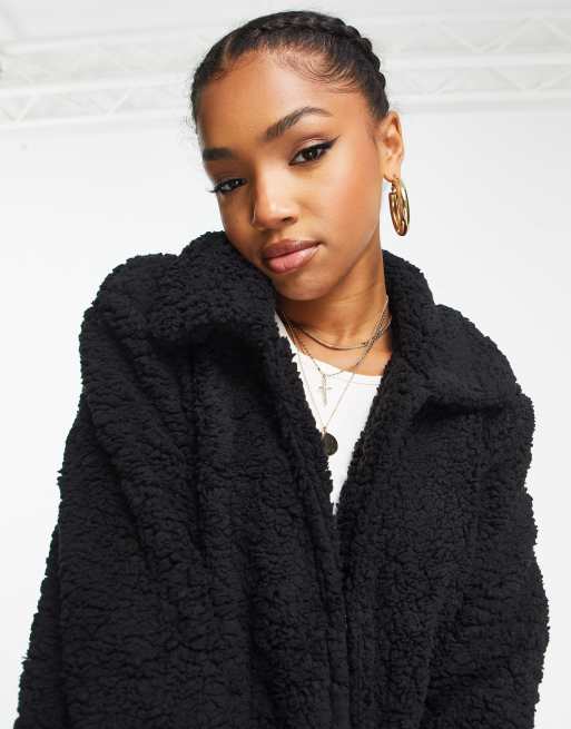 Black fluffy teddy store jacket